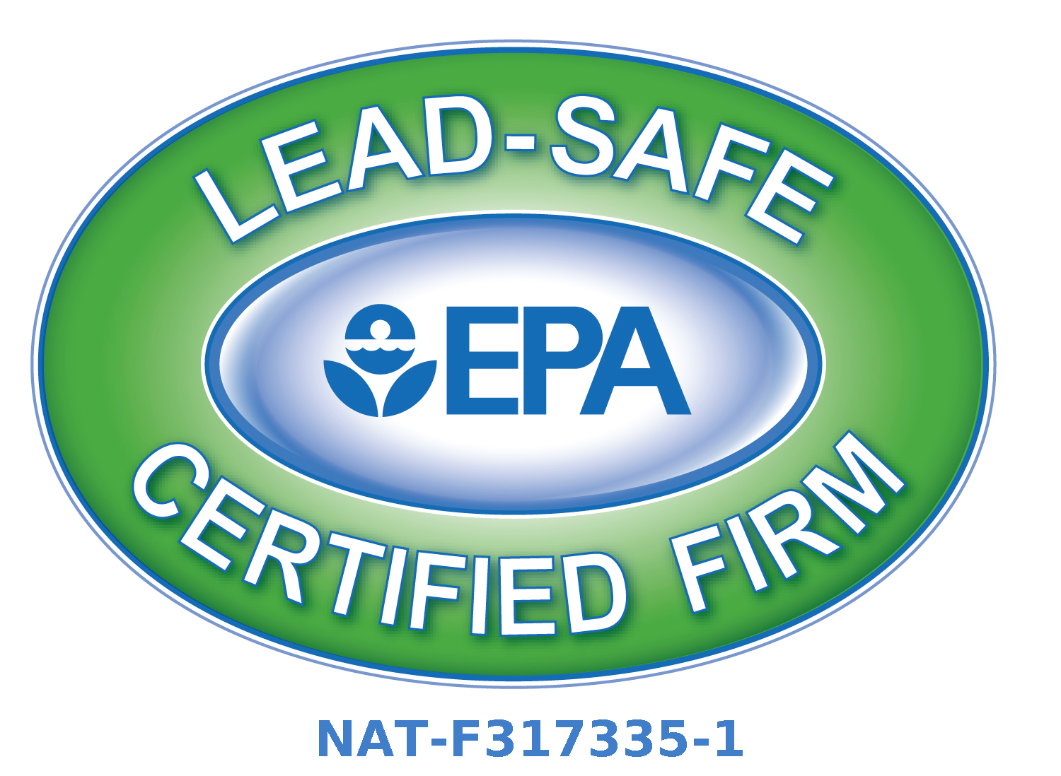 Lead-Safe EPA Certified Firm, certification number NAT-F317335-1
